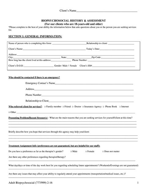 Psychosocial Assessment Example 2016 2024 Form Fill Out And Sign