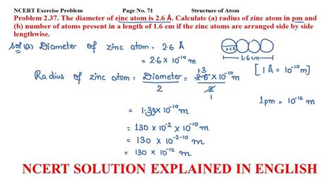 The Diameter Of Zinc Atom Is 2 6 Å Calculate A Radius Of Zinc Atom In Pm And B Number Of