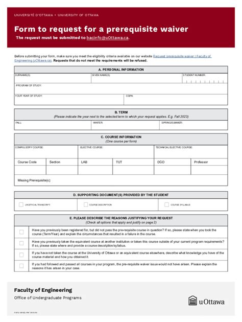 Fillable Online Form To Request For A Prerequisite Waiver Form To