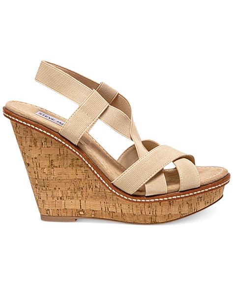 Lyst Steve Madden Womens Bouncce Platform Wedge Sandals In Natural