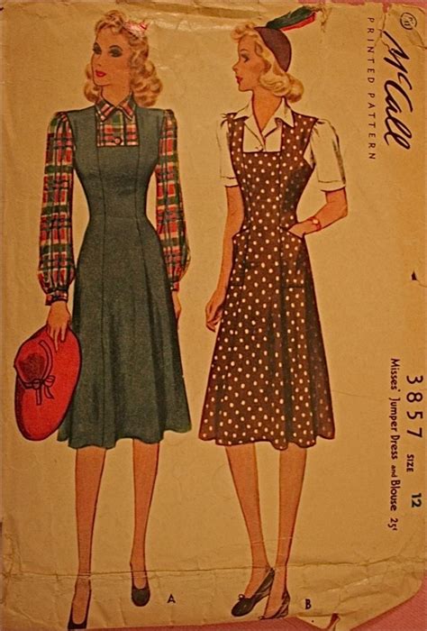 1940 Jumpers 3857 Misses Jumper Dress And Blouse My 1940