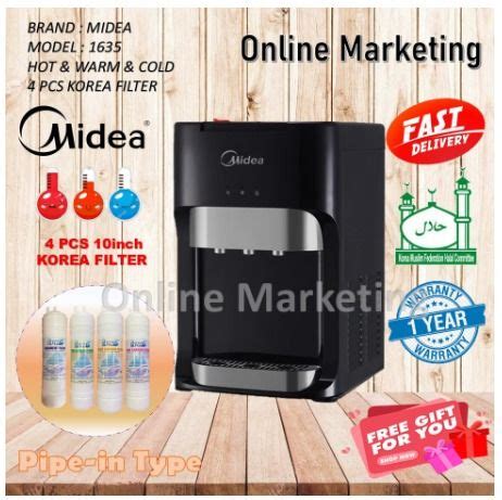 Midea Mild Alkaline Water Dispenser Penapis Air 3 Suhu Hot Normal Cold Model 1635 Or1630 With4