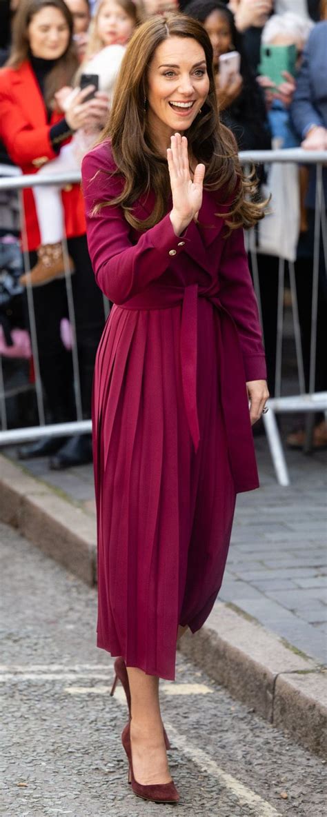 Princess Kate Looks Magnificent In A Merlot Karen Millen Trench Dress