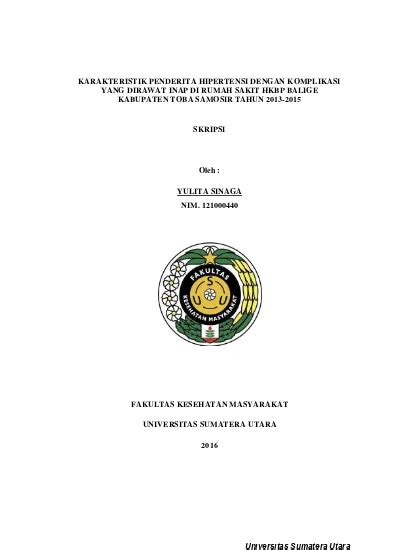 Karakteristik Penderita Hipertensi Dengan Komplikasi Yang Dirawat Inap