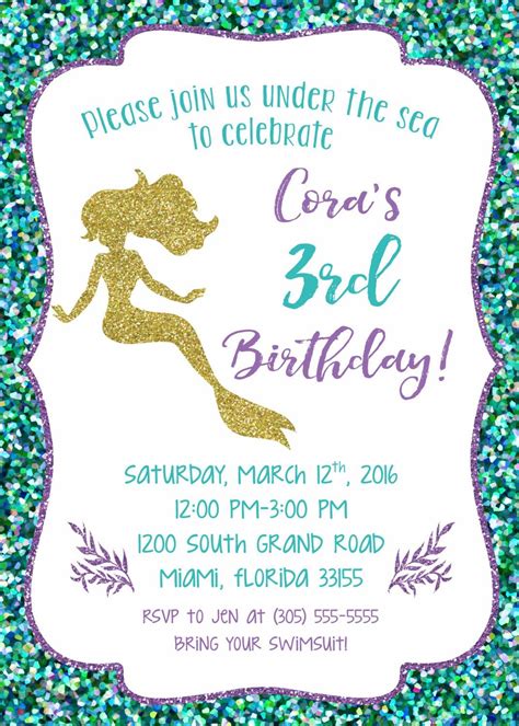 Mermaid Party Invitation Template