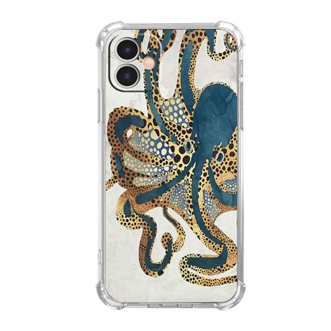 Blue Octopus Case For Iphone 12aesthetic Art Design Pattern Soft Full Tpu Bumper Cover