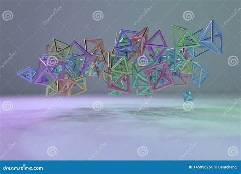 Abstract Concepture Geometric Bunch Of Triangle Or Square Flying