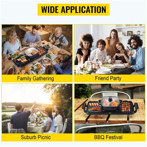 VEVOR In Electric Grill And Hot Pot W BBQ Pan Grill And Hot Pot Multifunctional