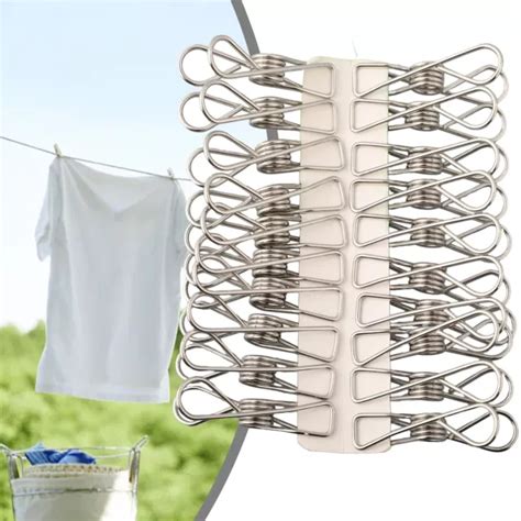 20 PI CE INOX Pinces Linge Suspendre Pins Clips Pince Linge Argent EUR