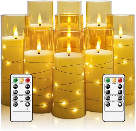 Kakoya Flameless Led Candles With Timer 9 Pc Flickering Flameless Candles For