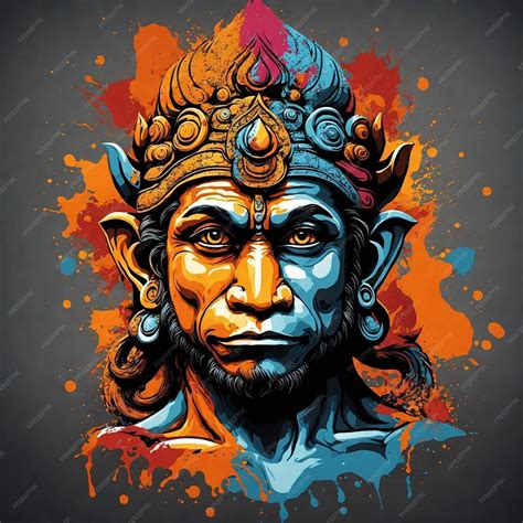 Premium AI Image | Lord Hanuman face in art splash colour effect