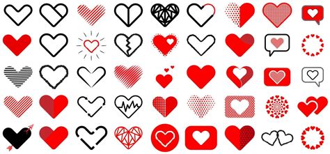 Heart Shape Icon Set Collection Of Heart Symbol Love Day Valentine