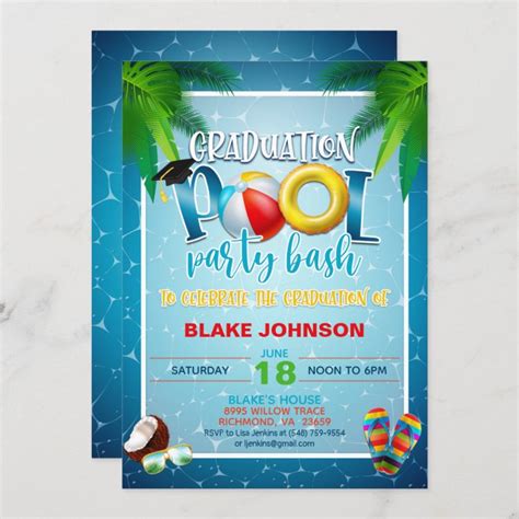 Graduation Pool Party Invitation | Zazzle