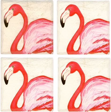 S 4 4 Square Ceramic Pink Flamingo Coaster HomeEssentials Flamingo