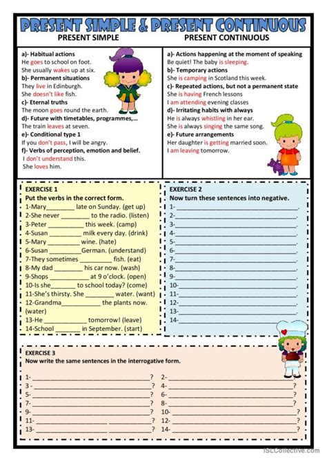 Present Simple And Continuous Grammar English Esl Worksheets Pdf And Doc