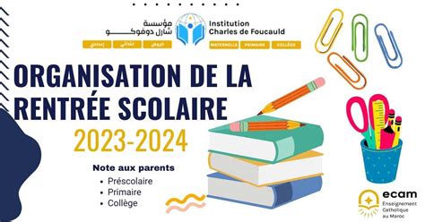Organisation De La Rentrée Scolaire 2023 2024 Institution Charles De