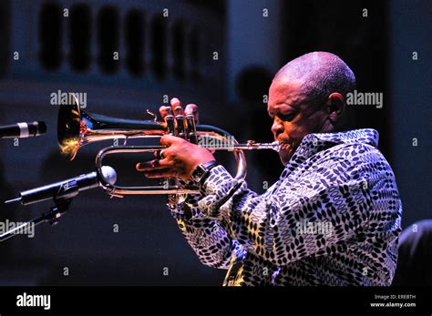 South African trumpet player Hugh Masekela performing at the Cheltenham ...