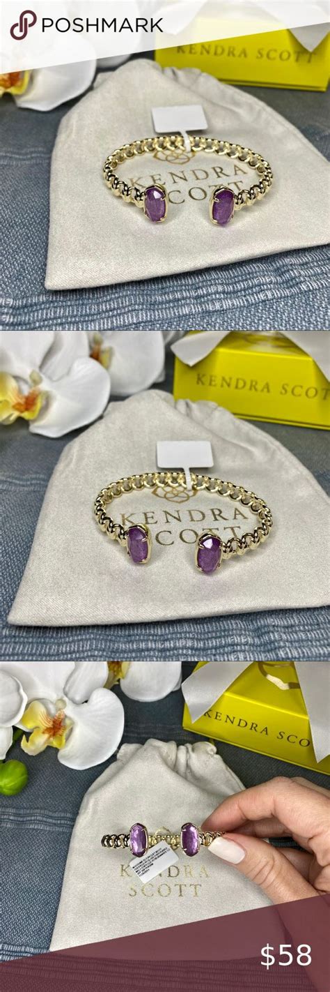 Kendra Scott Macrame Elton Cuff In Purple Mica Gold Bracelet Cuff