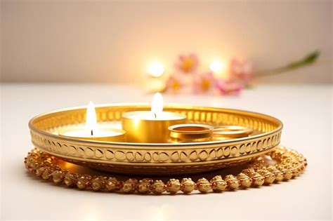 Premium AI Image | traditional Diwali puja thali