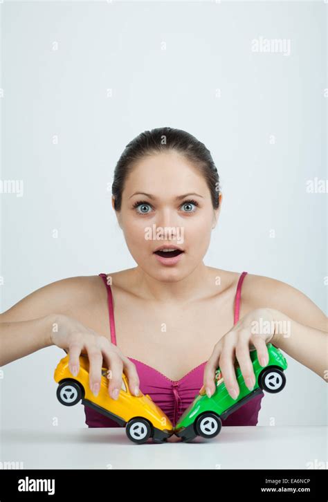 Girl With Toy Cars Stock Photo Alamy