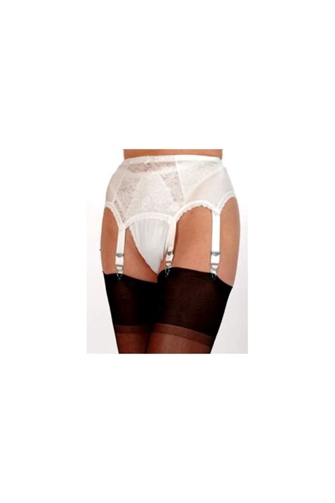 Nylon Dreams Strap Suspender Belt With Lace Front Panel