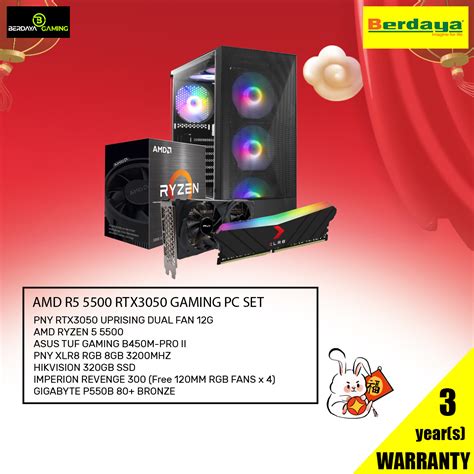 AMD R5 5500 RTX3050 GAMING PC SET | Berdaya