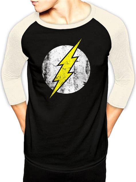 Official The Flash Vintage Logo Baseball Shirt Dc Comics Sleeve