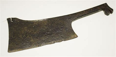 A 17th18th Century Iron Butchers Cleaver The Handle With Animal Head