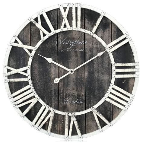 Buy Westzytturm Farmhouse Wood Wall Clock Rustic White Roman Numeral