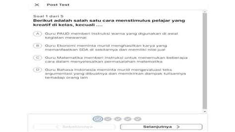 Kunci Jawaban Post Test Modul 7 Dimensi Kreatif Topik Profil Pelajar