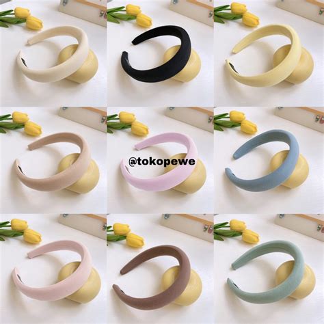 Jual Bando Kain Tebal Wanita Korea Headband Cloud Polos Lebar Empuk