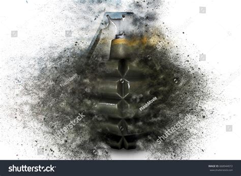 Grenade Time Explosion On White Isolated Stock Illustration 668944072 ...