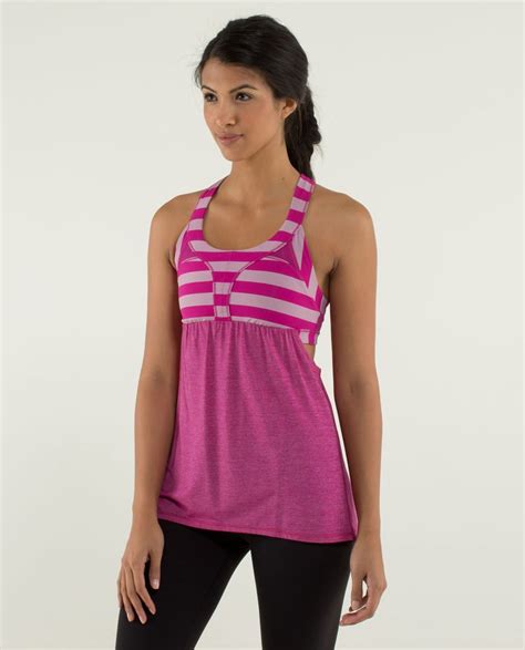 Lululemon In Run Tank Heathered Raspberry Micro Macro Stripe