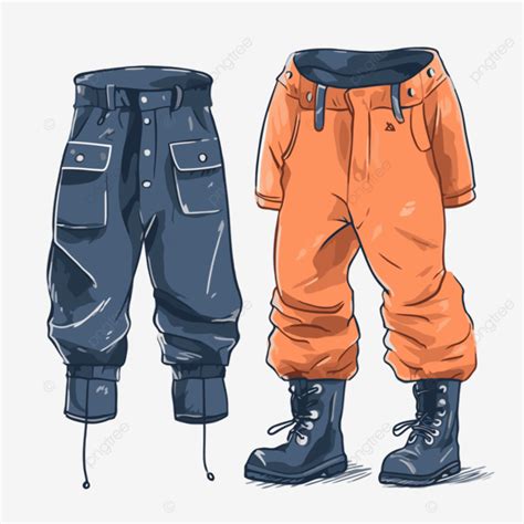 Snow Pant Vector Sticker Clipart Pants And Boots For Winter Cartoon