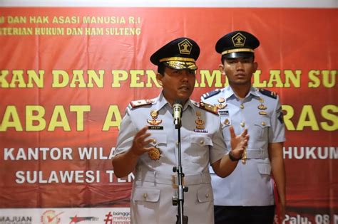 Lantik Pejabat Administrasi Kakanwil Kemenkumham Sulteng Terus