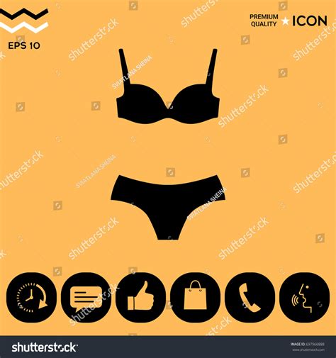 Set Lingerie Swimsuit Twopiece Bikini Silhouette Stock Vector Royalty Free