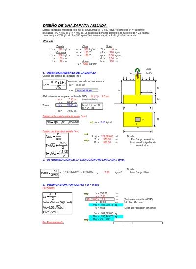 Hoja De Cálculo Para Diseño De Cimentacionesxls