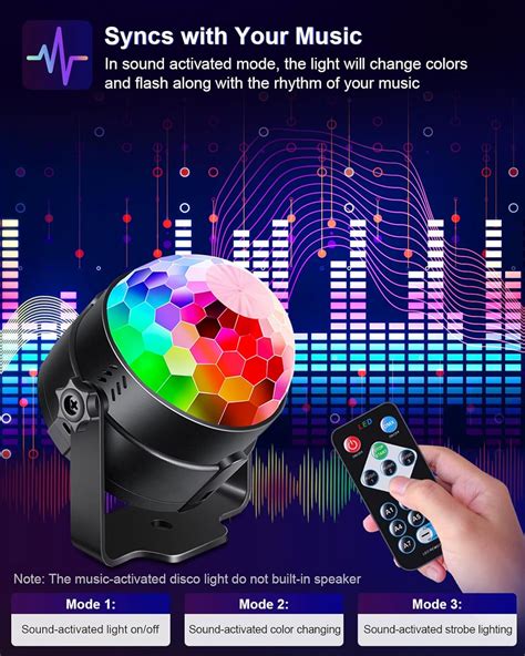 2 Pack Sound Activated Party Lights With Remote Control Dj Lighting Disco Ball Light Strobe