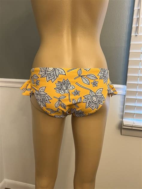 Nwt California Waves Womens Bikini Bottom Small Yellow Floral With