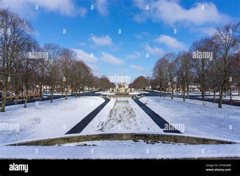 The War Memorial Port Sunlight In The Snow Viewed From The