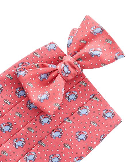 Mens Ties Crab Silk Cummerbund Set For Men Vineyard Vines