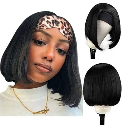 Amazon Losta Short Bob Headband Wig Human Hair Headband Bob Wigs