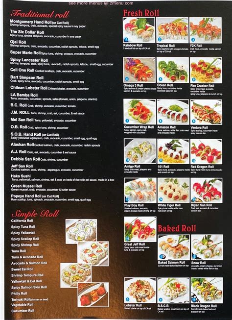 Online Menu Of Masa Sushi Restaurant Ventura California 93001 Zmenu