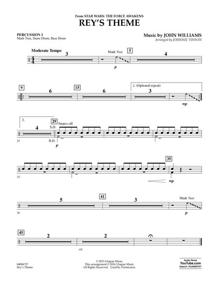 Rey S Theme From Star Wars The Force Awakens Percussion 1 By John Williams Percussion