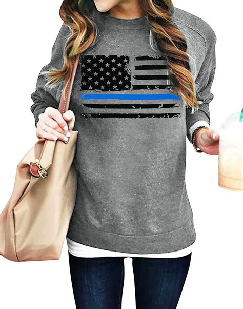 Thin Blue Line Matter Sweatshirt Women American Flag Heart