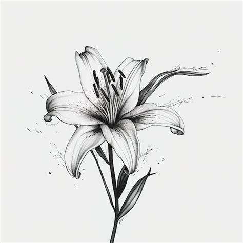 Premium Photo A Drawing Of A Flower With A Stem And The Word Lily On It
