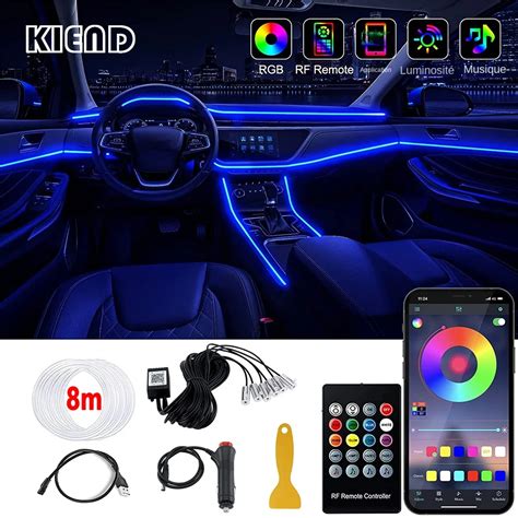 Bande Lumineuse LED pour Intérieur de Voiture Kit d Éclairage en Fibre