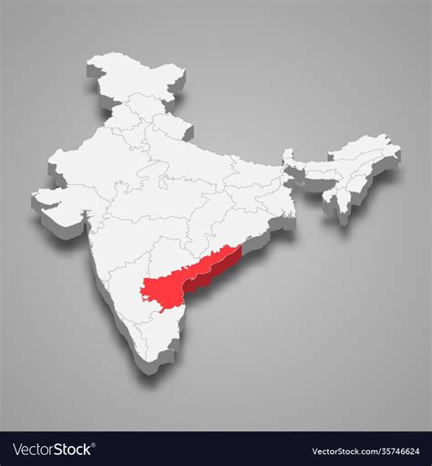 Andhra pradesh state location within india 3d map Vector Image