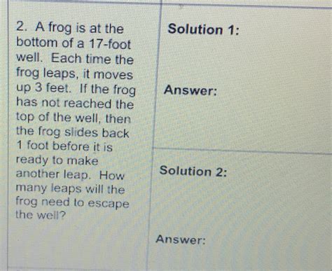 Solved A Frog Is At The Solution Bottom Of A Foot Well Each