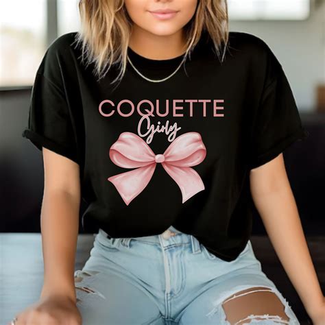 Coquette Shirt Pink Bow Shirt Valentines Coquette T Trendy Coquette Ribbon Crewneck Pink